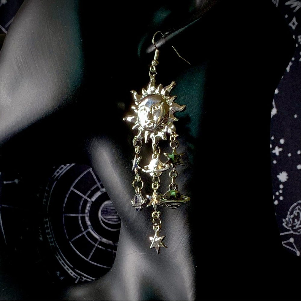 Silver Celestial Dangle Earrings